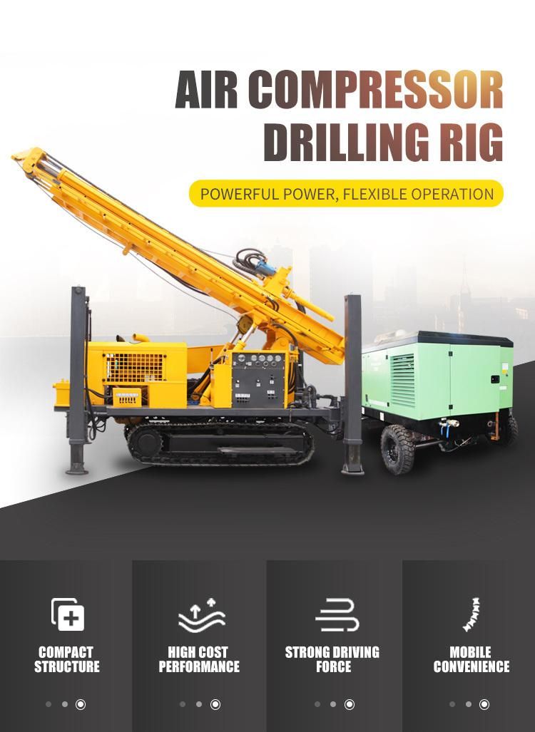 Crawler Base Water Well Drilling Rig Machine Diesel Engine with 400m Drilling Depth Pneumatic DTH Drill