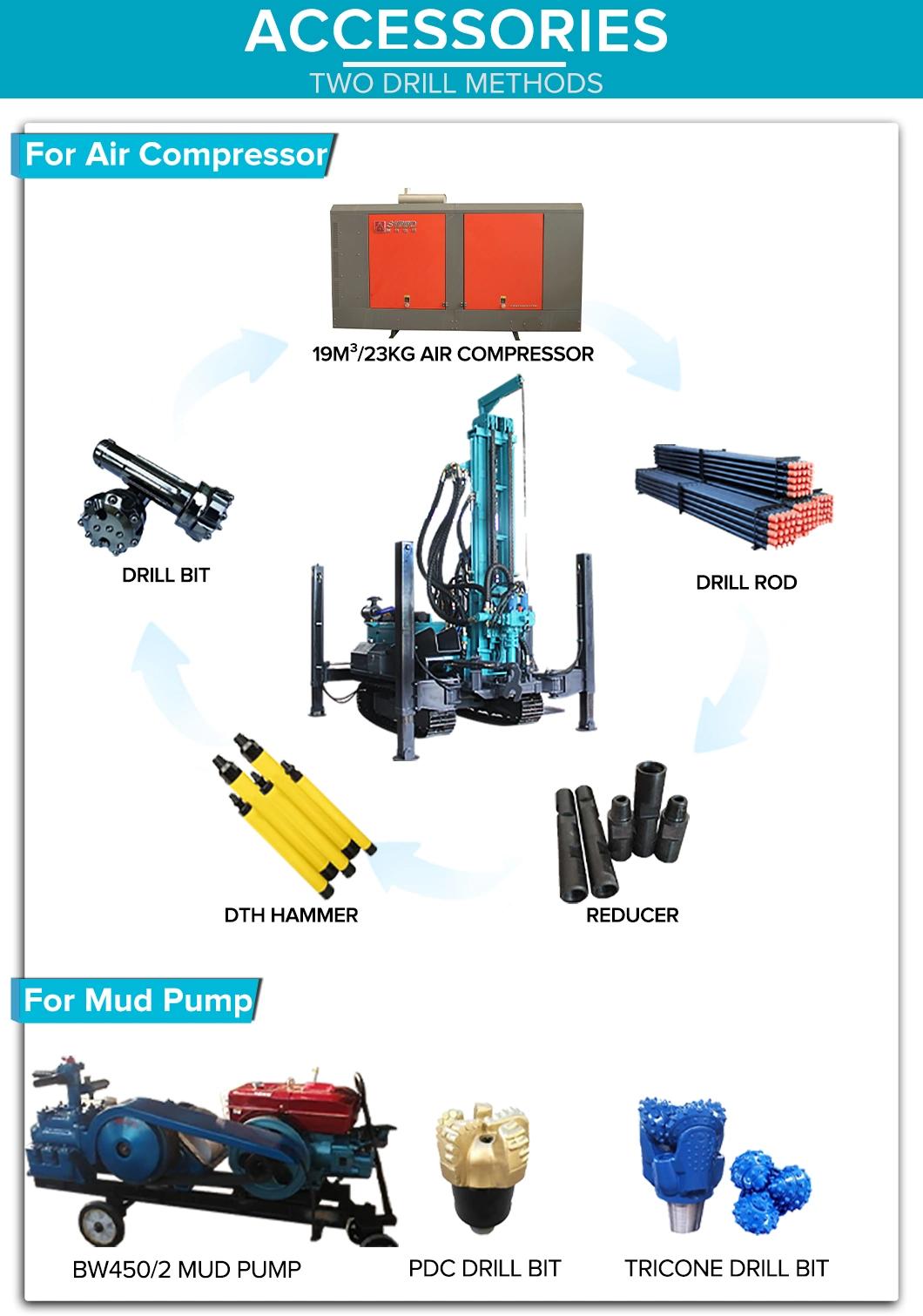 Crawler Full Hydraulic Drill Water Well Drilling Rig 200m