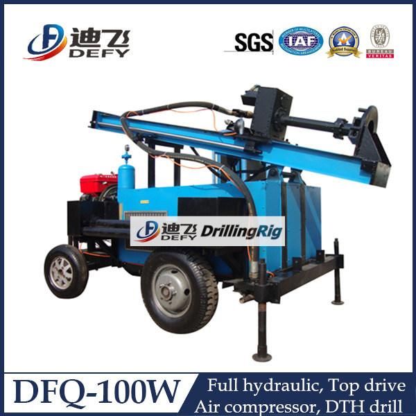 Cheap Price Small Trailer Type Percussion Drilling Rig with DTH Hammer