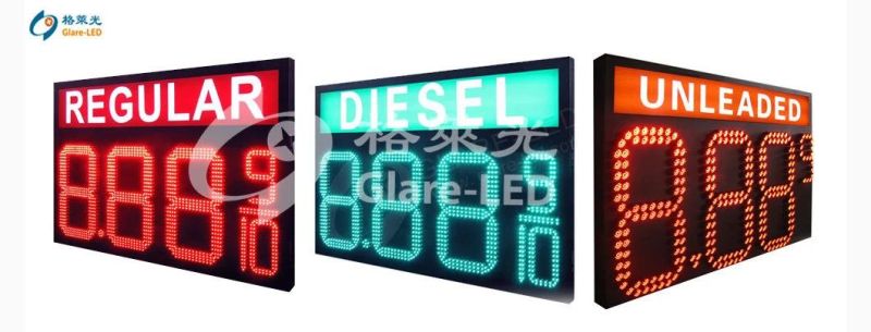 16 Inches Outdoor Used Super Bright Red and Green LED Box Light Digital Gas Price Sign for Gas Station with Remote Control Vinyle Printing LED Gas Price Signs