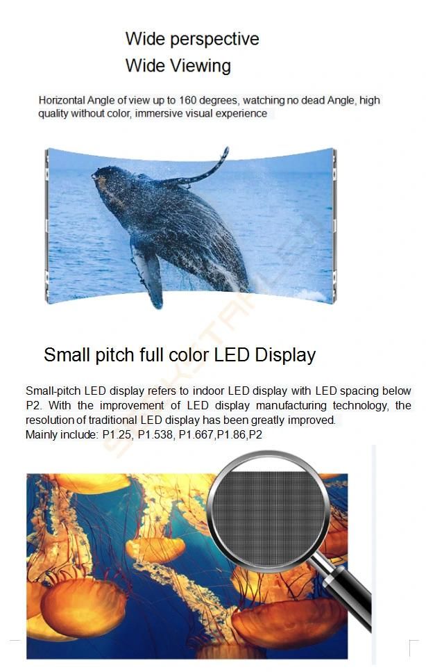 High Definition Indoor Small Pixel Pitch LED Display P1.25 P1.538 P1.667 P1.86 P2 Video LED Display Screen