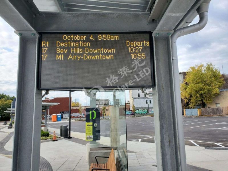 Bus -Stop LED Sign Stations in Glare-LED