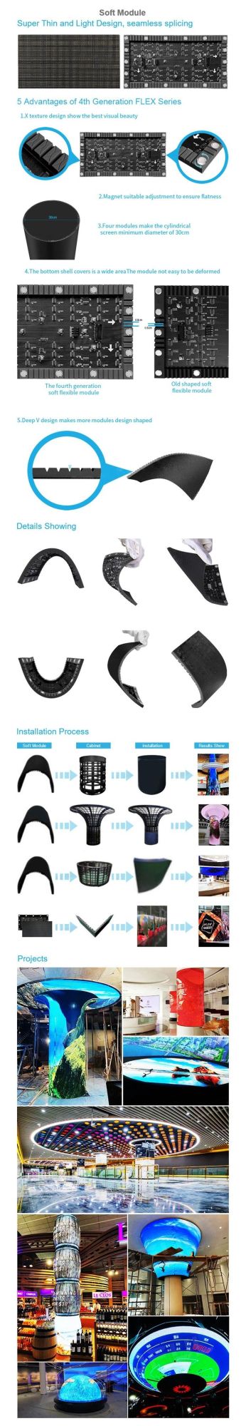 P2.5 Full Color Indoor New Design Flexible LED Display Advertising Soft LED Display