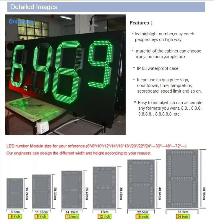 High Quality Low Price Gas Price Double LED Display Digital Price Board for Gas Station Pylon Sign