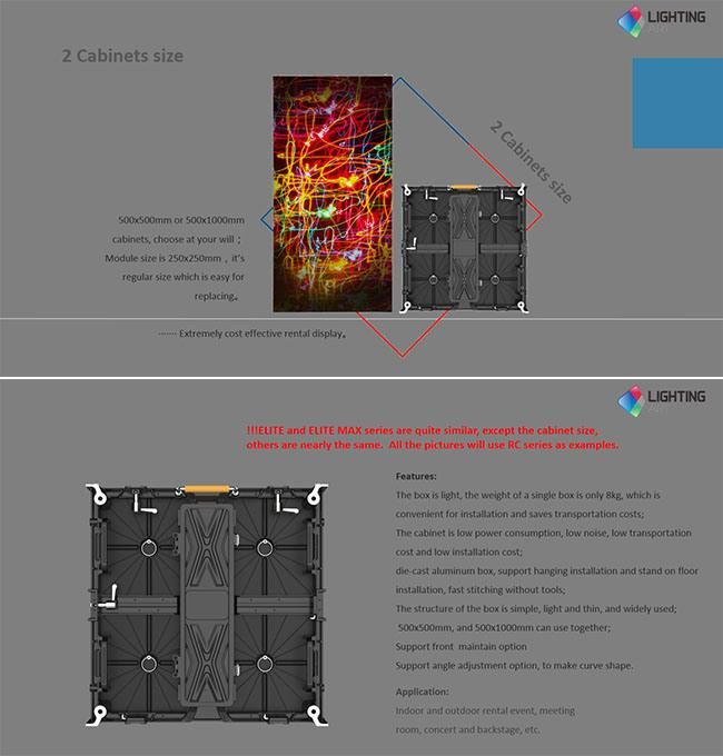 Newly P2.84 /P3.91/P4.81/P5.68/ /P6.25 500X500mm/500X1000mm LED Rental Display Screens