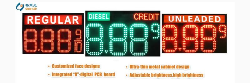 Double Side LED Light Box 8.88 9/10 18inch LED Gas Price Signboard LED Box Light Gas Price Sign