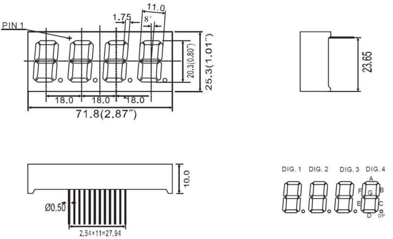 0.8 Inch 4 Digit 7 Segment LED Display with RoHS From Expert Manufacturer