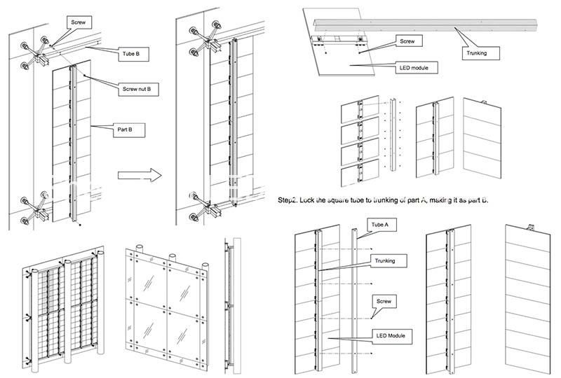 Front Service Indoor P7.8X15.6 Transparent LED Panel Screen