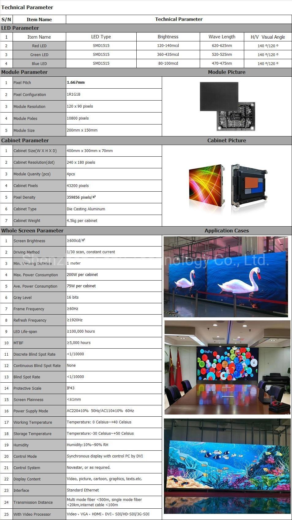 1.667mm High-End Conference Room Digital Panels LED HD Display Screen Factory