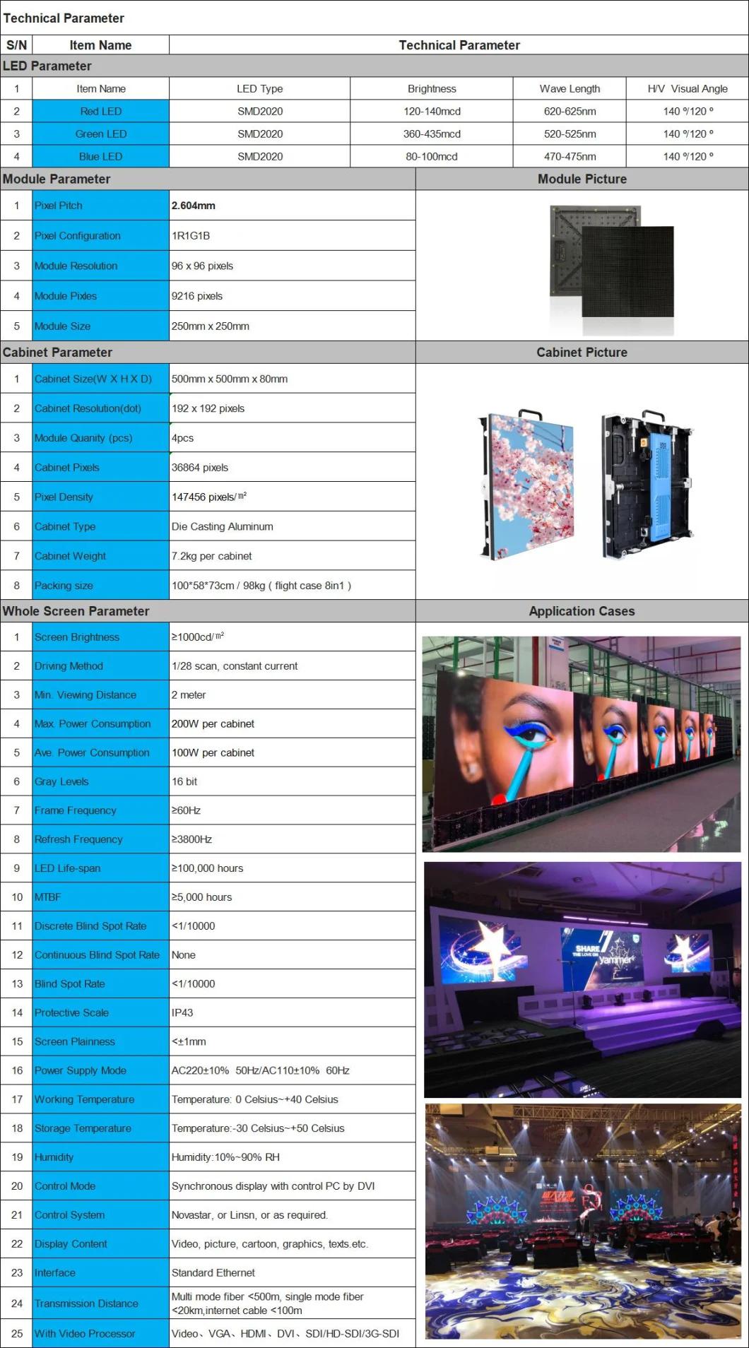 P2.6mm LED Video Screen for Rental Purpose