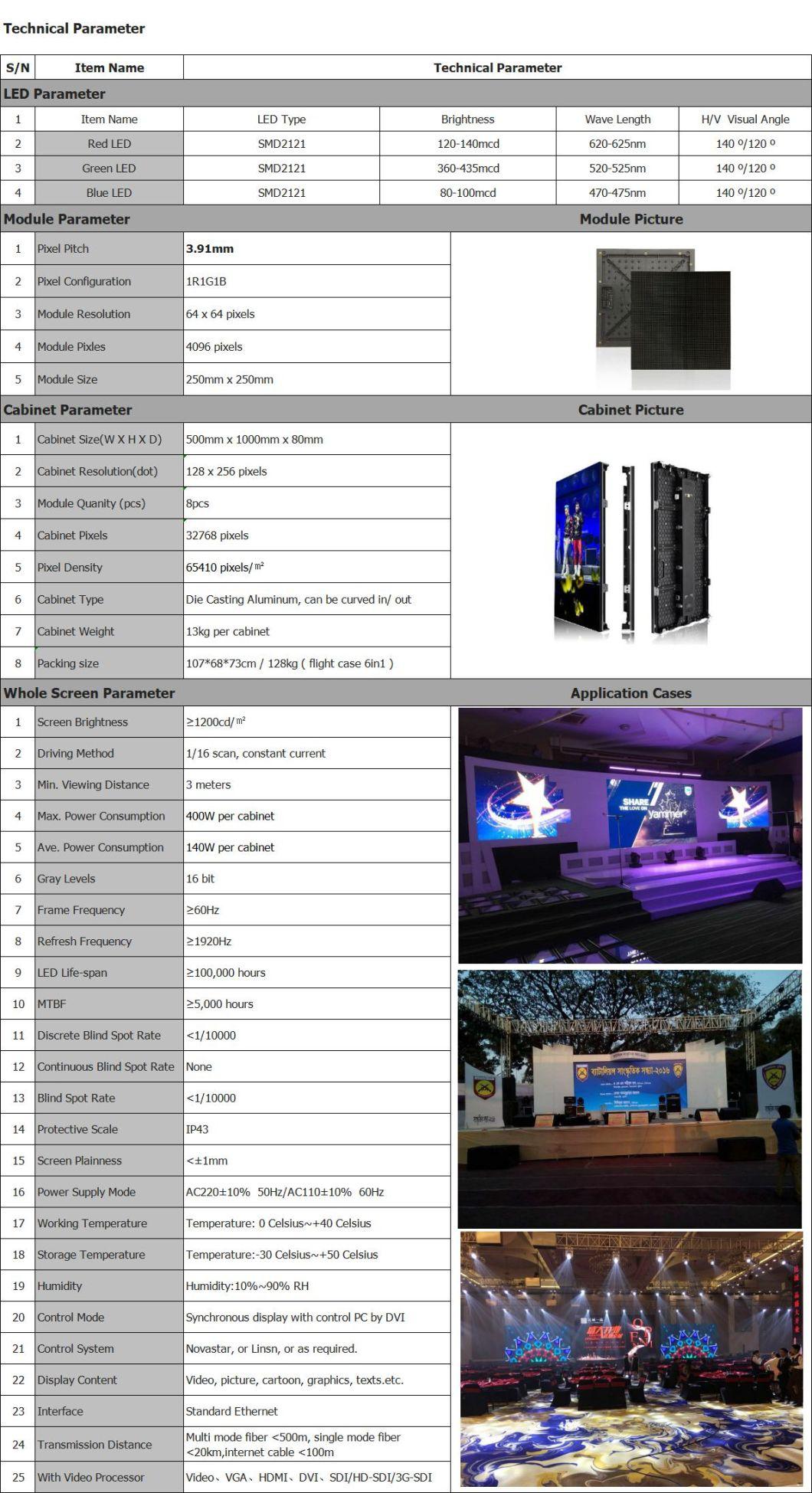 P3.9 P4.8 Curve Video Panel Indoor Outdoor Events Rental LED Display Screen