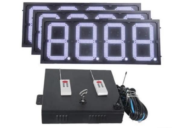 RF Control IP43 White 34inch 88.88 Remote Controlled Gas Price Sign