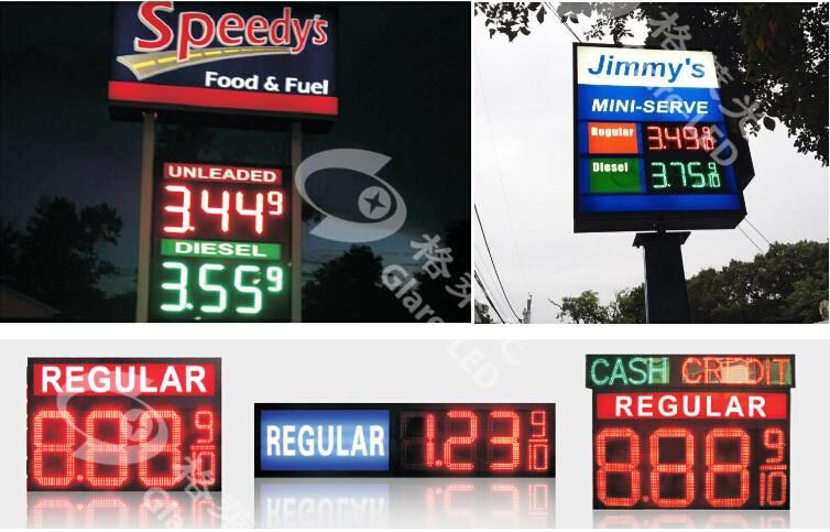 24inch White Red Green Yellow Blue Color Gas Station LED Price Sign LED Gas Price Display