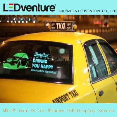 High Quality Indoor P2.6X5.2 Transparent LED Car Window Screen