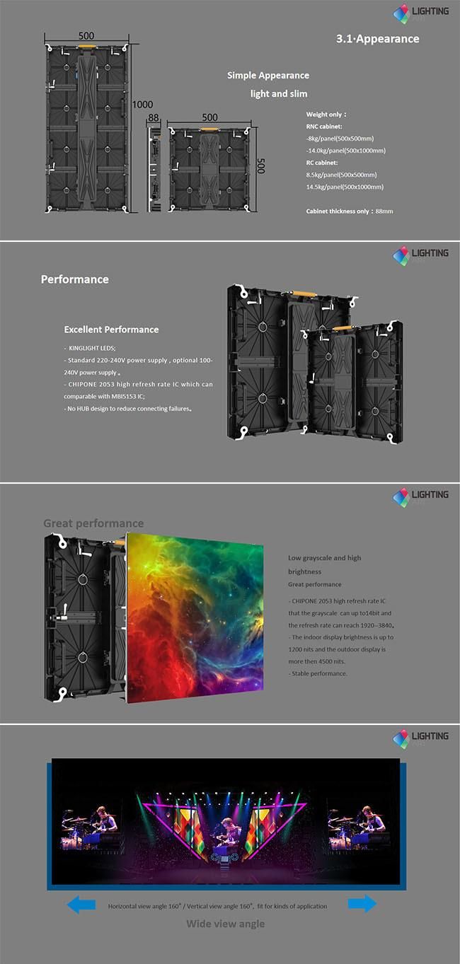 Outdoor Black LED Display P4.8 HD Rental Die Casting Aluminum Cabinet