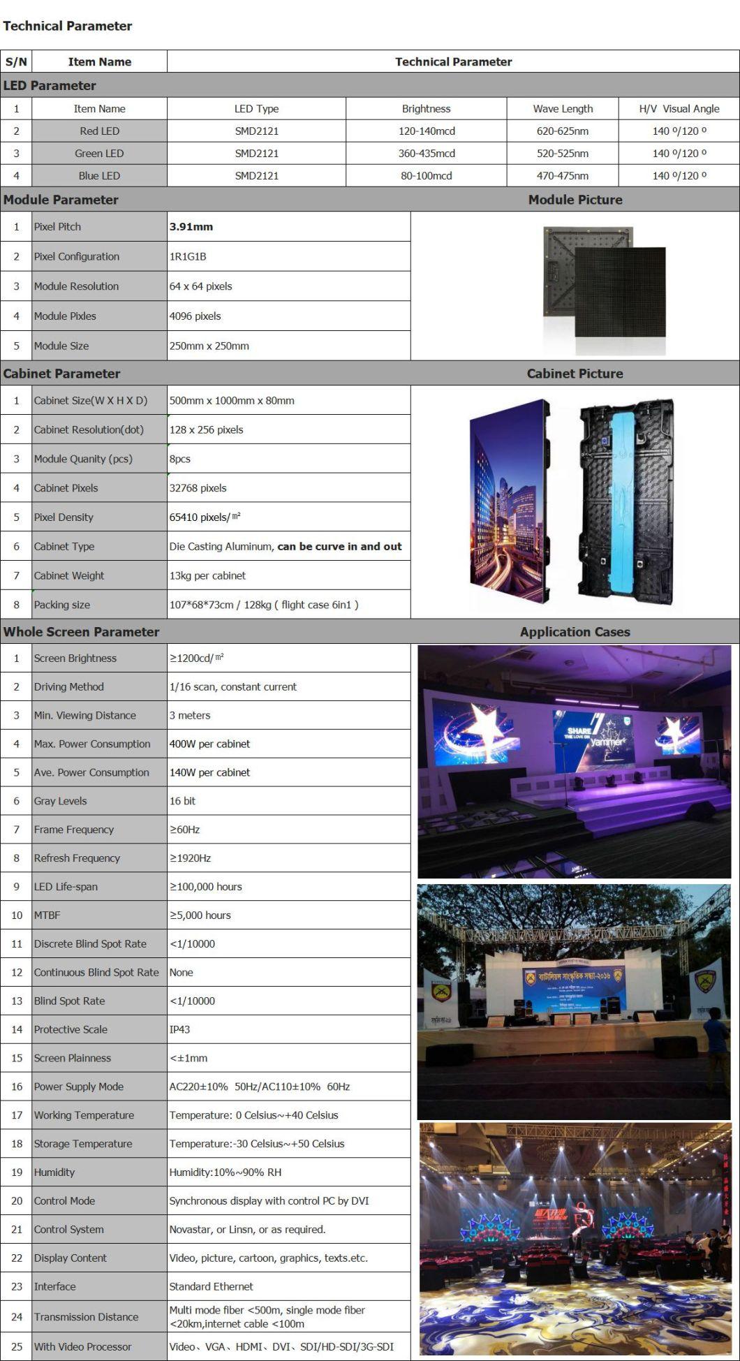 Curved Display Panel Indoor Outdoor P3.9 P4.8 Rental LED Stage Screen