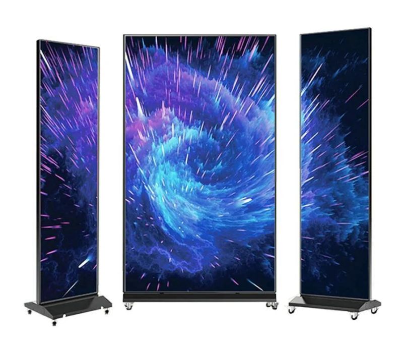 New Smart Media P2.5 Indoor Mirror Standing LED Display Poster Screen for Exhibition with WiFi 3G 4G Wireless