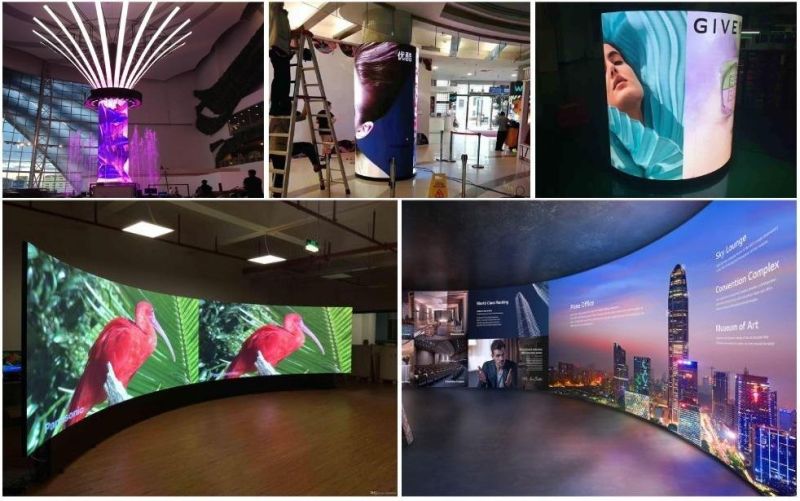 Full Color Indoor P1.875/P2/P2.5/P3/P4 Curved Screen Display Advertising Flexible LED Video Wall Soft LED Modules