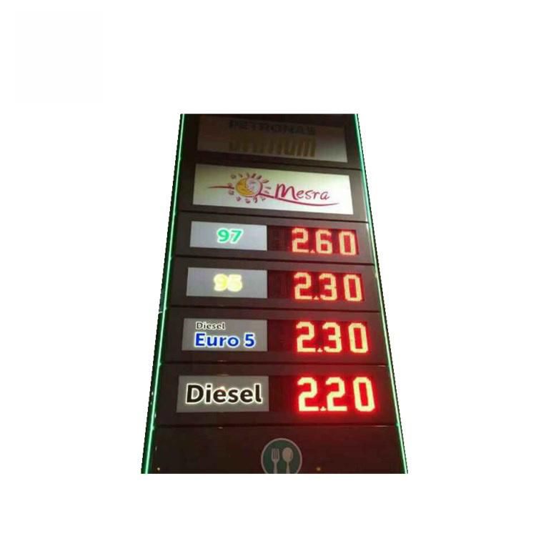 Waterproof 8/12/16/24 Inch White/Red/Green/Yellow LED Gas Price Sign