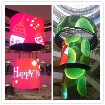 Creative Special Shape Curved Ceiling Cylinder LED Display Screen