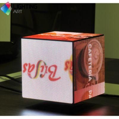 Mini Indoor Outdoor Logo Brand Magic LED Cube Screen Creative 5 Sides Advertising Cube Logo Brand Display