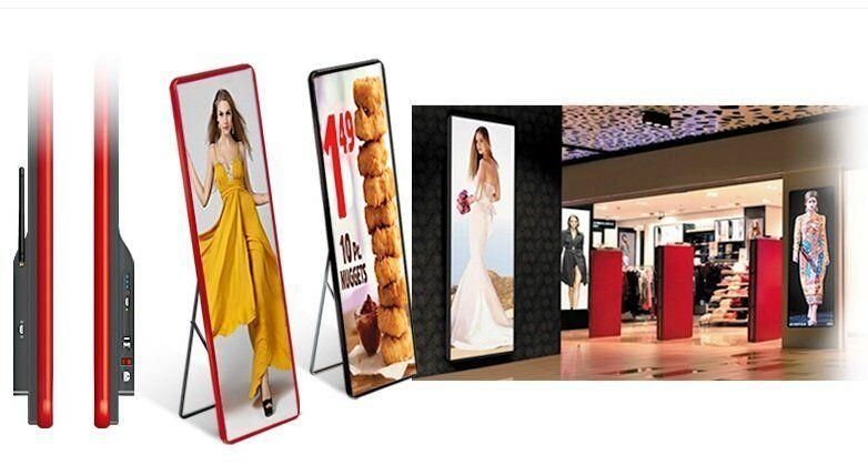 Small Pitch P1.25 Indoor Advertising Mirror LED Stand Poster Display