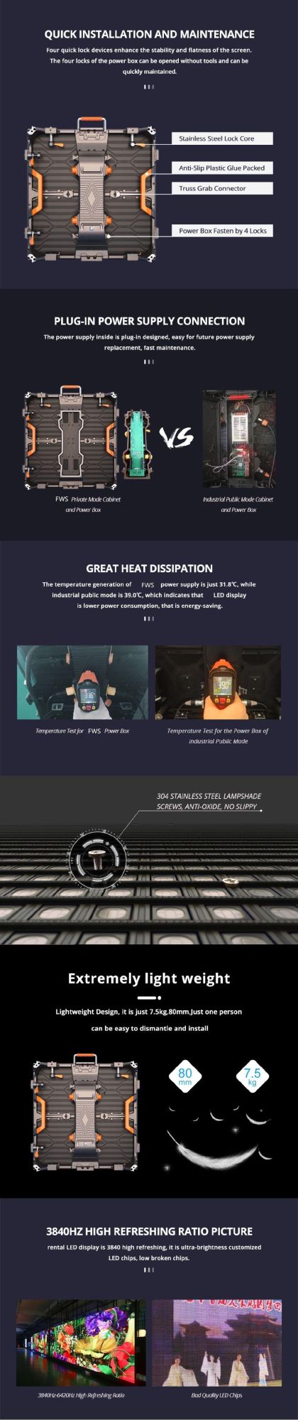 1/32 Scan ETL Approved Fws Cardboard, Wooden Carton, Flight Case Low Consumption Display LED Screen