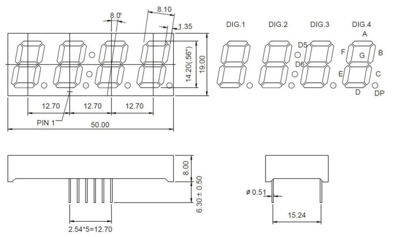 RoHS Compliant 0.56 Inch 4 Digit 7 Segment LED Clock Display From Expert Manufacturer