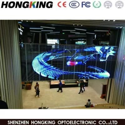 P3.91/P7.81video Advertising LED Display Indoor Glass Transparent LED Mesh Screen