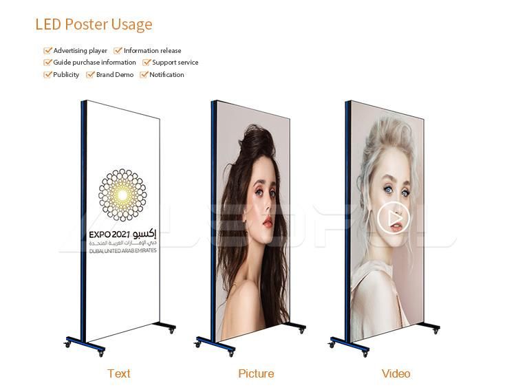 High Contrast Ratio Aluminum Frame Digital Media LED Poster Display