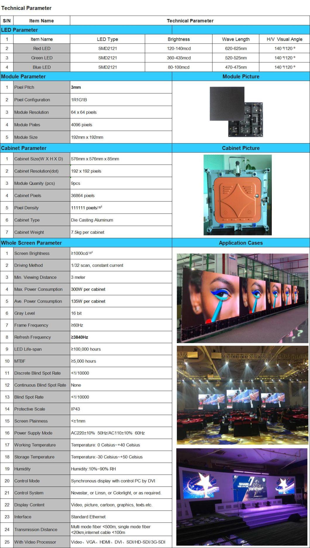 P3 HD Digital Screen Module Stage Background Video Advertising LED Wall