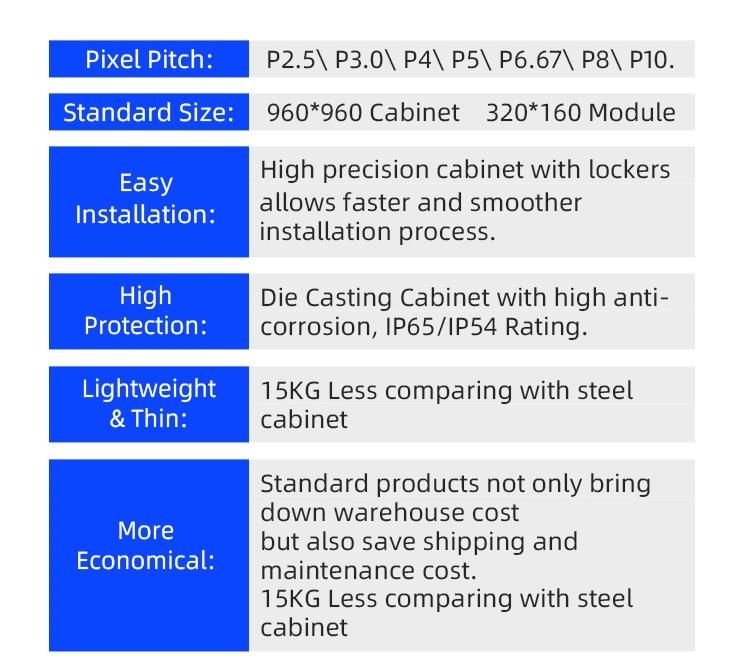 960mm*960mm Stage Performance, Advertising, Shopping Guide Outdoor LED Screen Display