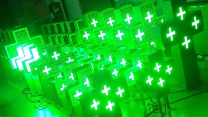 Wireless WiFi USB LED Pharmacy Cross Display P10 LED Cross Screen