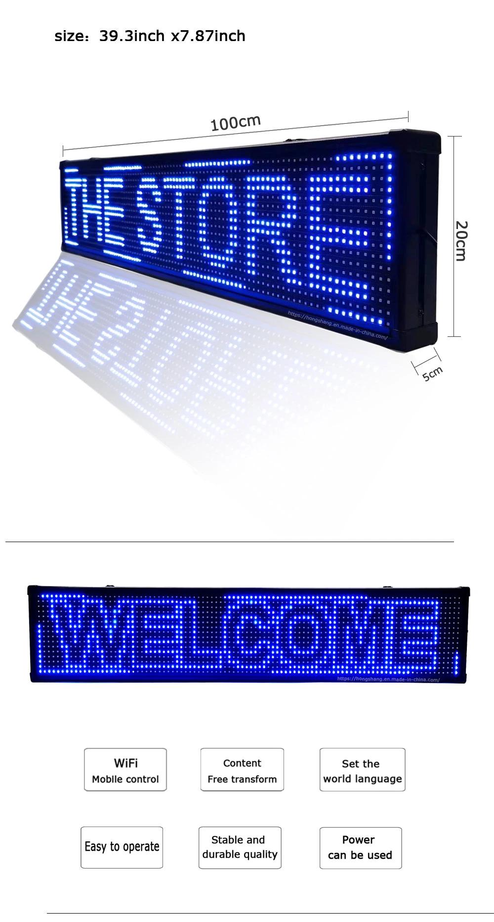 Semi-Outdoor Blue Color 100X20cm Best-Selling LED Billboard