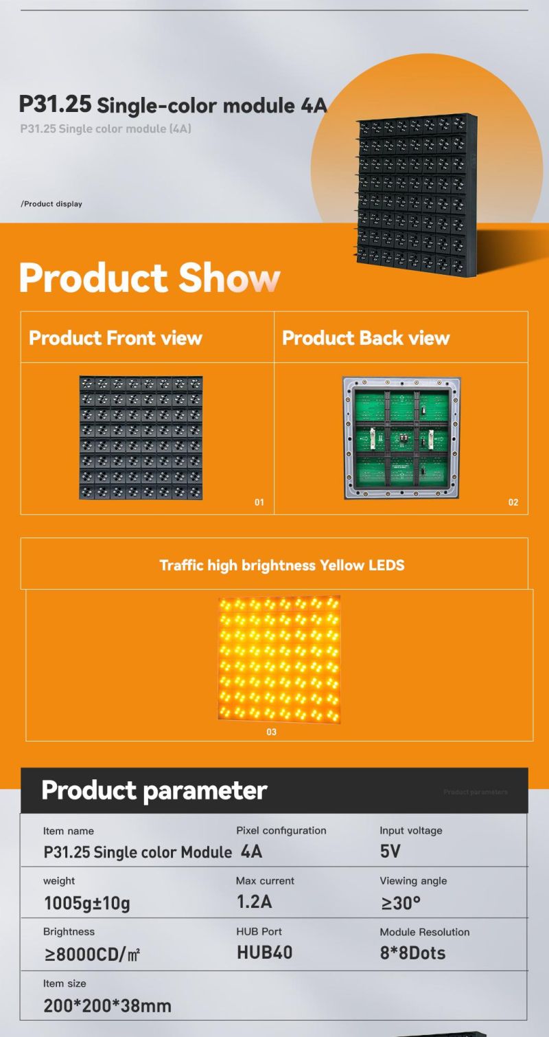 P31.25 4A Outdoor Traffic LED Sign Display Module