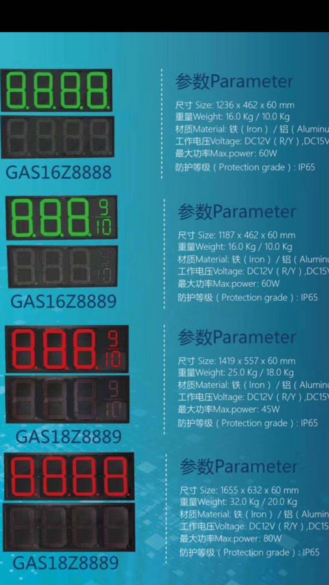 IP65 Outdoor Gas Station LED Price Sign Gas Price Display