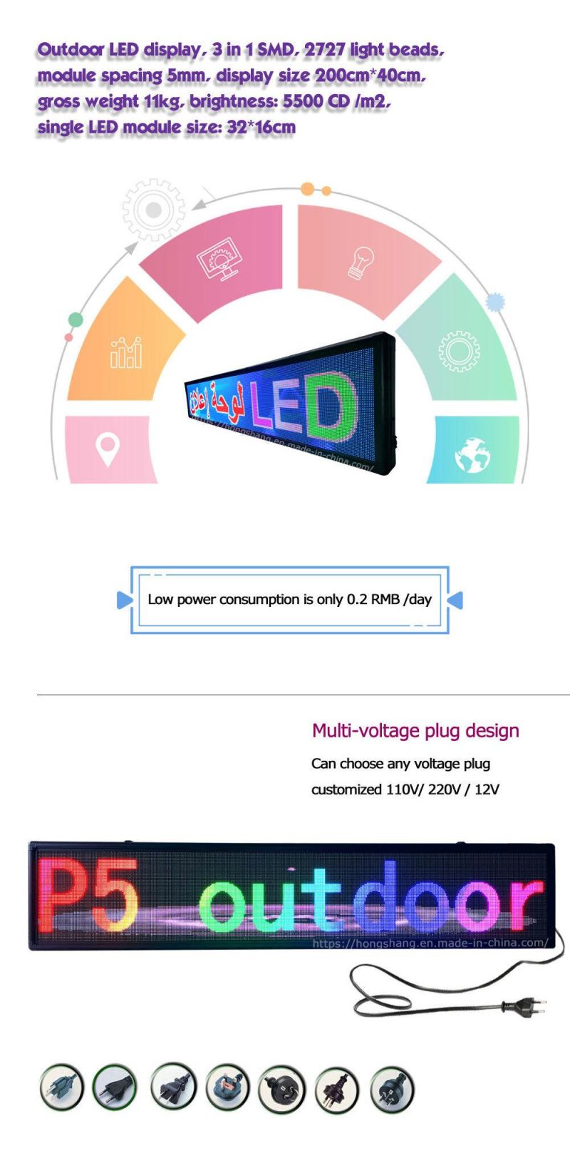 Outdoor Wall Advertising Panel Suitable for Gas Station Price Board LED Rolling Display Billboard Module