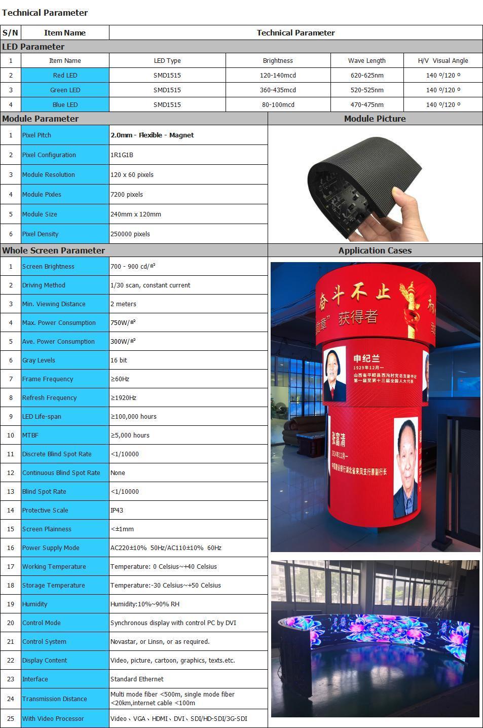 P2.0 Flexible LED Module Flexible LED Screens Flexible LED Display