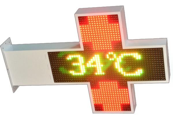 Wireless Customized Pharmacy Cross LED Sign Doule Side Full Color LED Display Screen