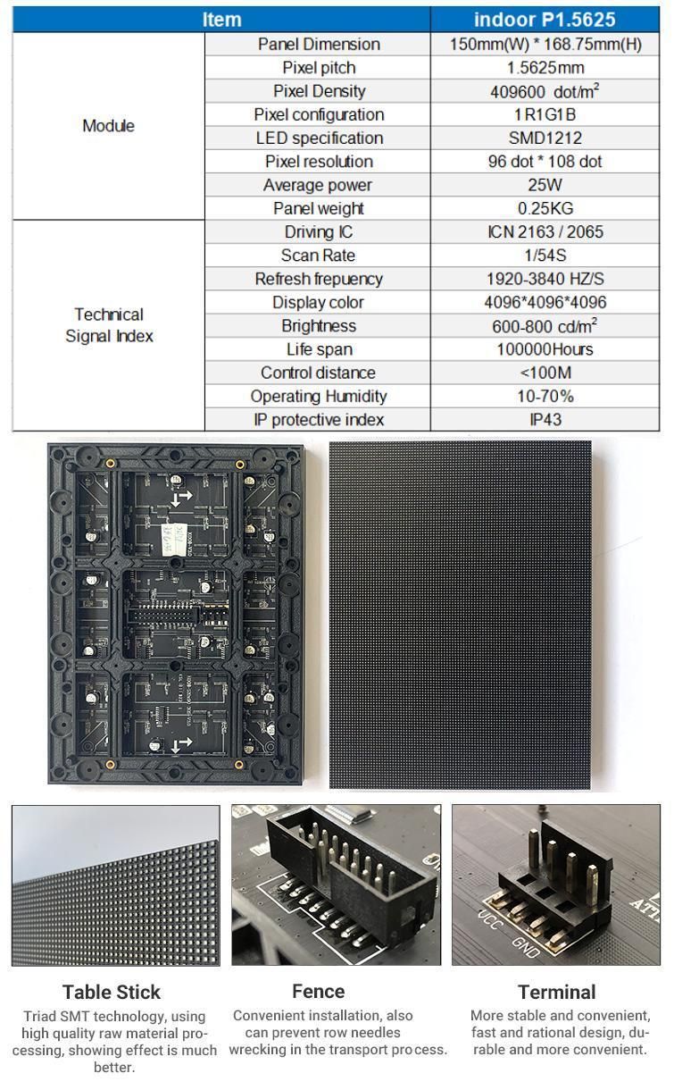 P1.5625 Indoor LED Display Screen LED Video Wall High Definition