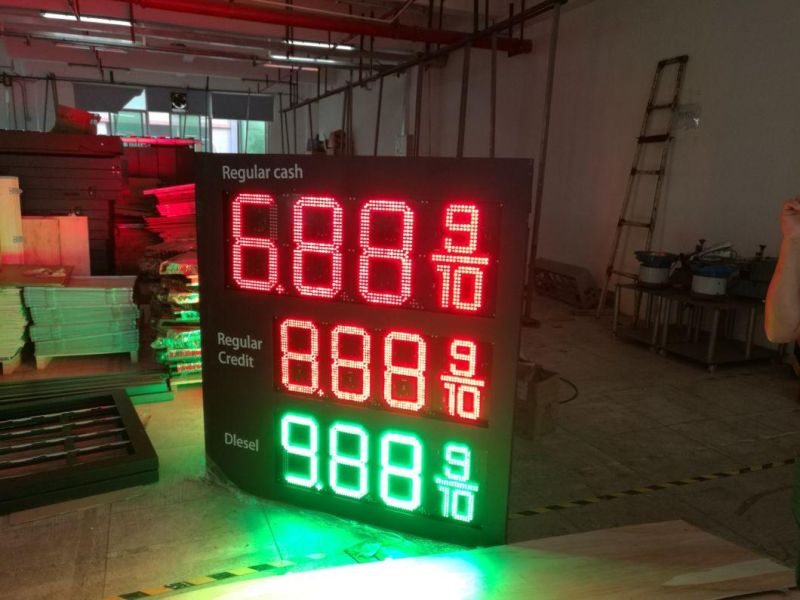 Outdoor Waterproof High Brightness 24 Inch Red 8888 Digital LED Gas Station Price Digital Panel Sign Board LED Gas Sign