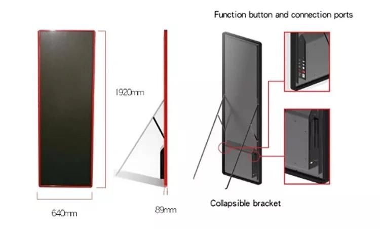 High Brightness Moveable Indoor P1.8 P2 P2.5 Various Size Digital LED Display Advertising LED Poster Screen