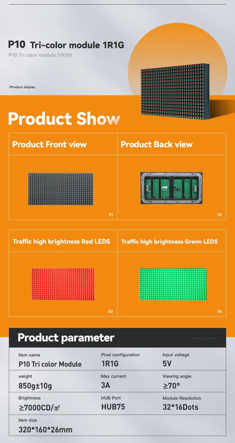 High Quality Low Price Display Board Material Programmable P10 Outdoor LED Module Tri-Color