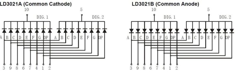 0.3 Inch 2 Digit LED 7 Segment Display with Seven Segment and Dp