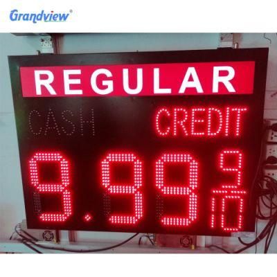 2020 Grandview Red 12 Inch LED Price Sign Petrol Gas Station Screen