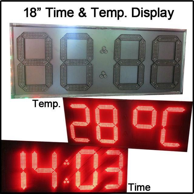 LED Time&Temp Sign 36inch Digit Yellow Outdoor Waterproof LED Signboard