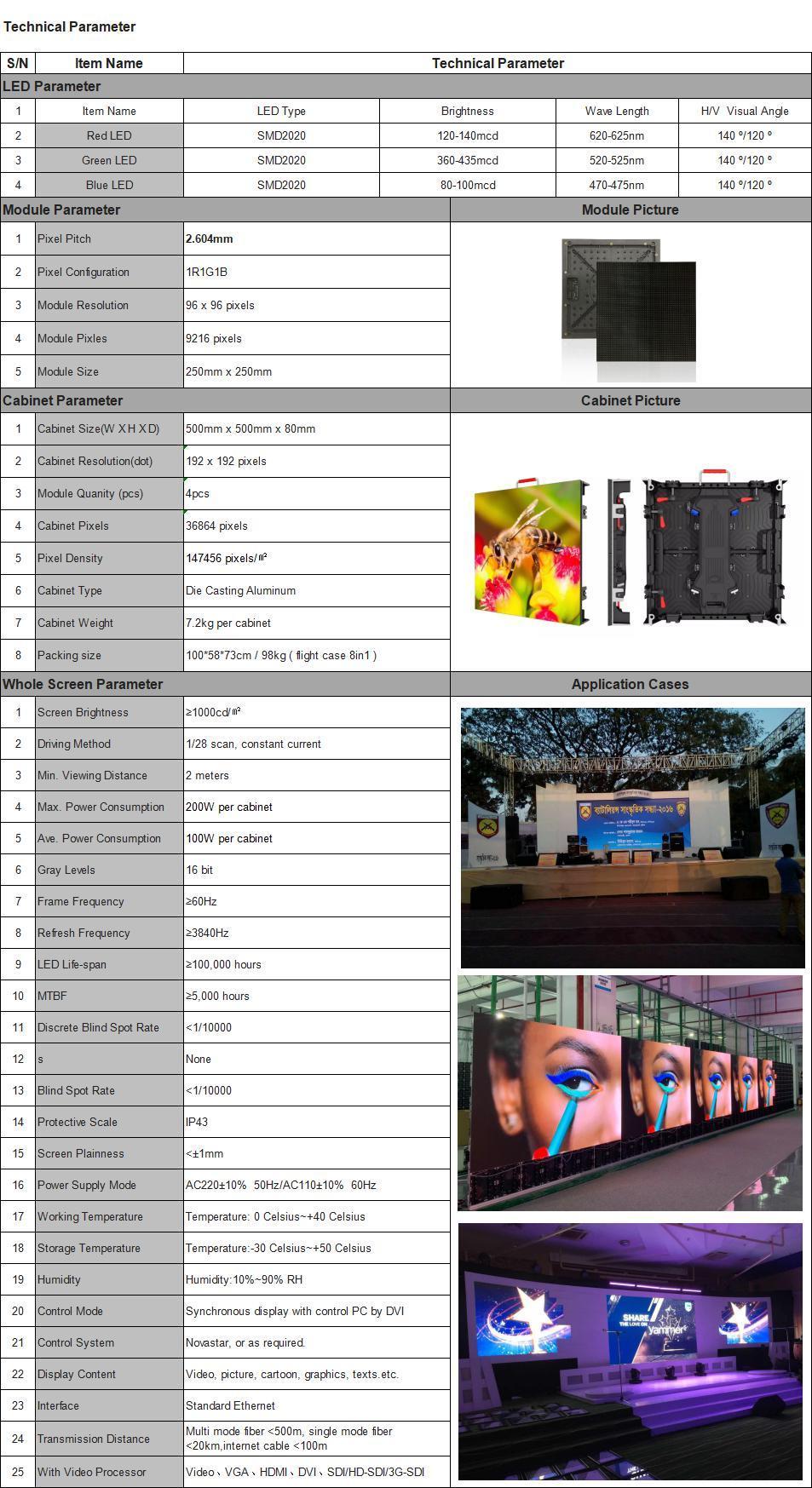 P2.6 Stage Decoration Lighting Stage Backdrop Wall Rental LED Screens