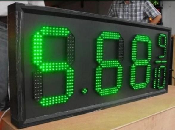 IP53 8.88 9/10 LED Gas Price Sign Green Color Digit 24inch 7 Segment RF Control