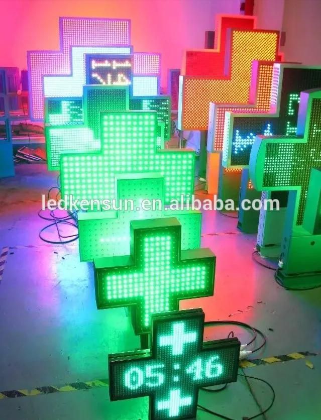 Special Shape Hospital Full Color P10 LED Cross Pharmacy Display