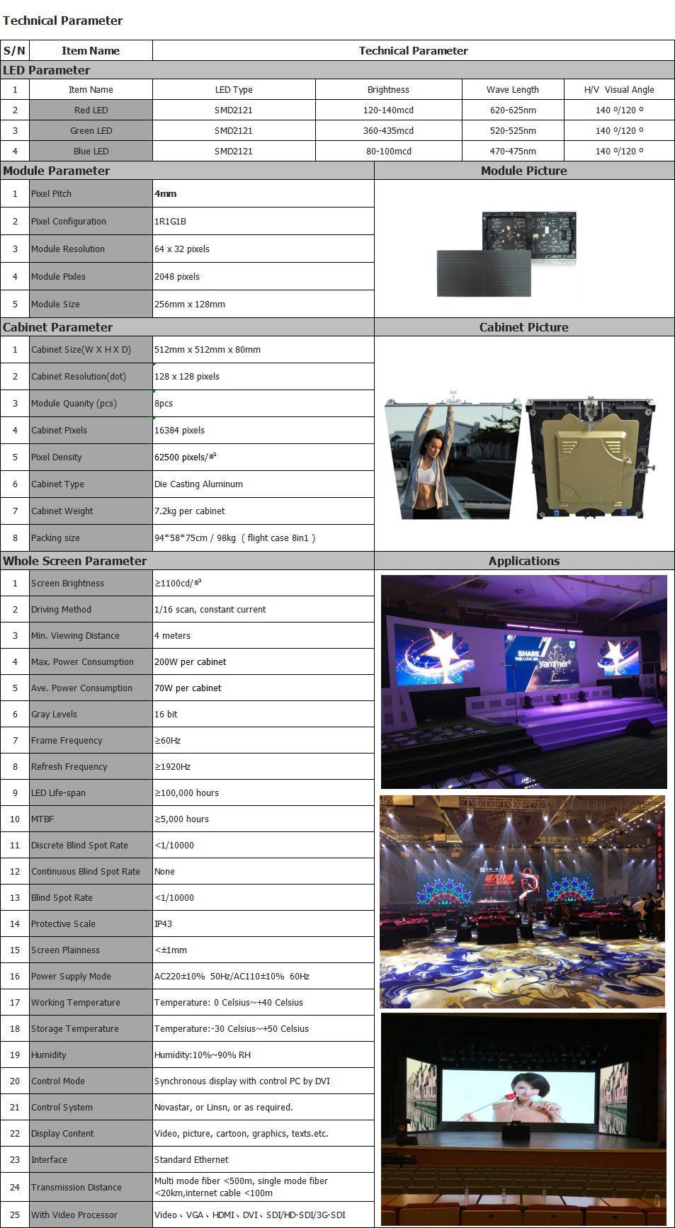 P4 Video Advertising Screen Module Stage Performance LED Display Panel